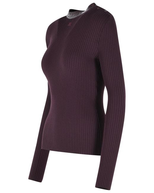 Courreges Purple Burgundy Viscose Blend Sweater