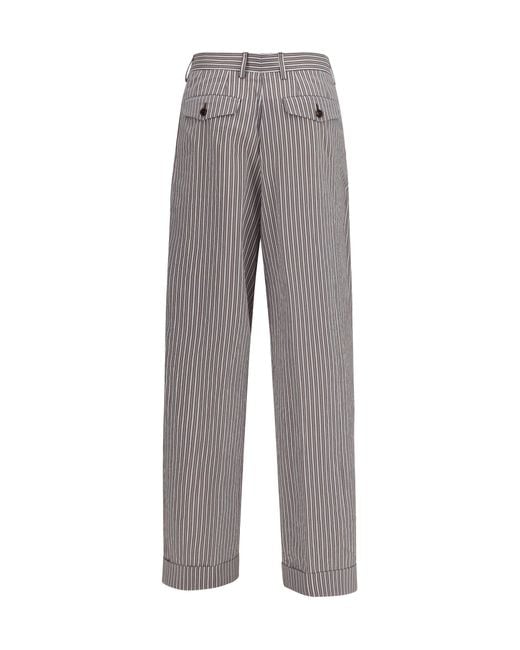 Dries Van Noten Gray Striped Pleated Pants