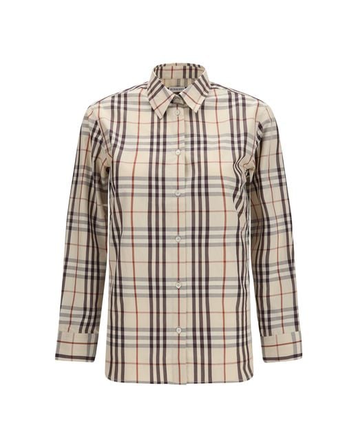 Burberry White Regular Fit Check Cotton Shirt