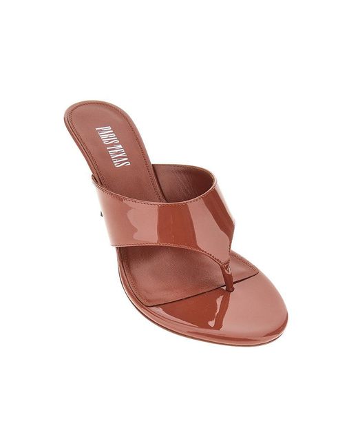 Paris Texas Brown 'Lidia' Patent-Leather Thong Mules