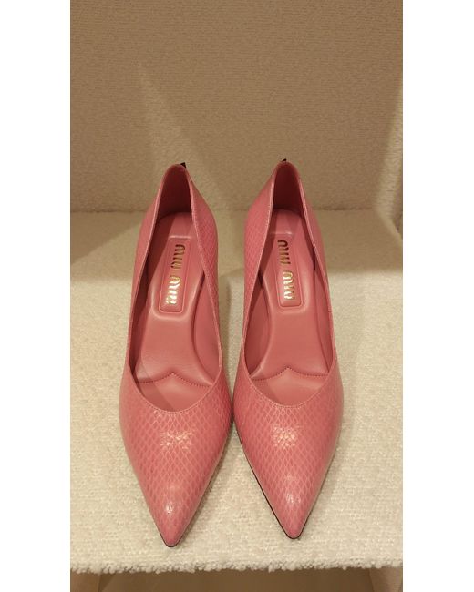 Miu Miu Pink Snake Leather Pumps