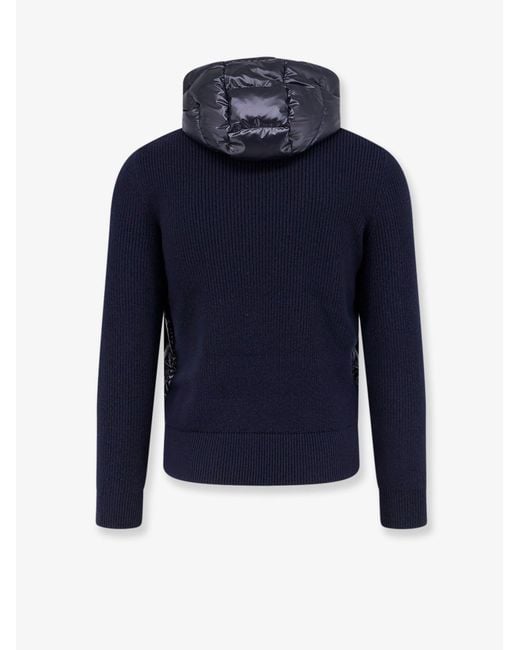 Moncler Blue Down Jacket With Virgin Wool Inserts for men