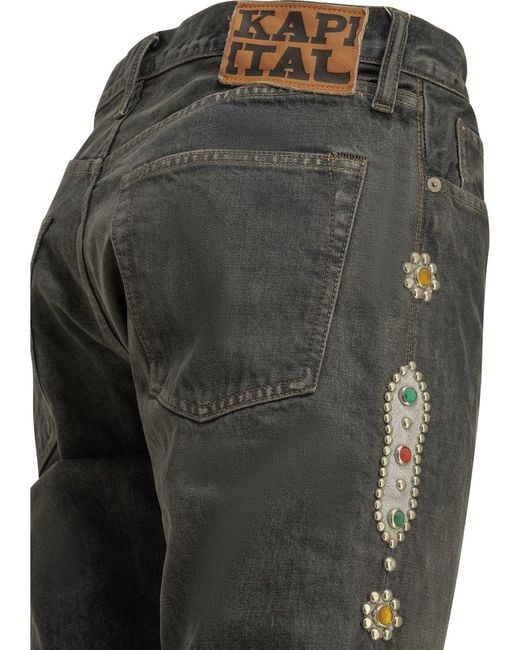 Kapital Gray 14Oz Monkey Cisco Studs Jeans for men