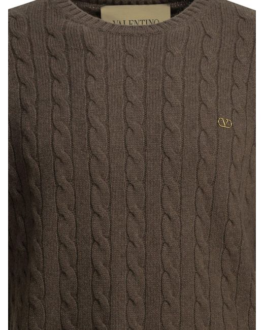 Valentino Brown Vlogo Crew-Neck Sweater for men