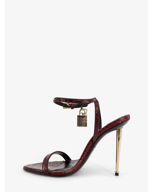 Tom Ford White Laminated Leather Sandals With Iconic Padlock