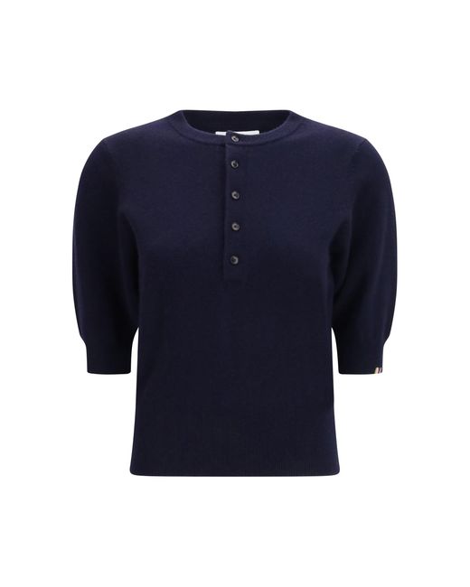 Extreme Cashmere Blue Crew-Neck Sweater N°477 Mimi