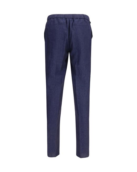 Gi Capri Blue Linen Drawstring Pants