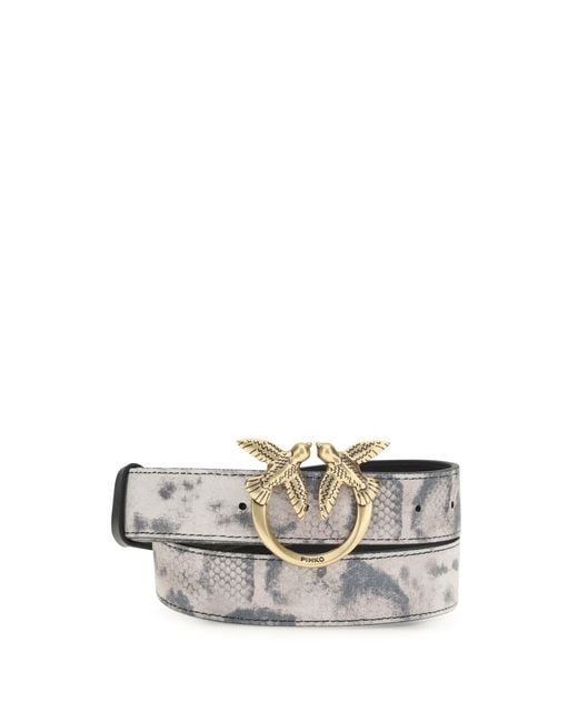 Pinko White Python Print Belt Avorio/Nero/-Antique