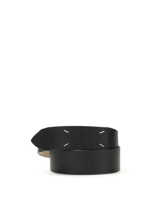 Margiela Black Grained Four-Stitch Belt