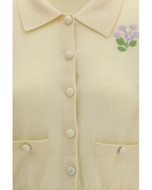Self-Portrait White Floral Embroidered Knit Cardigan