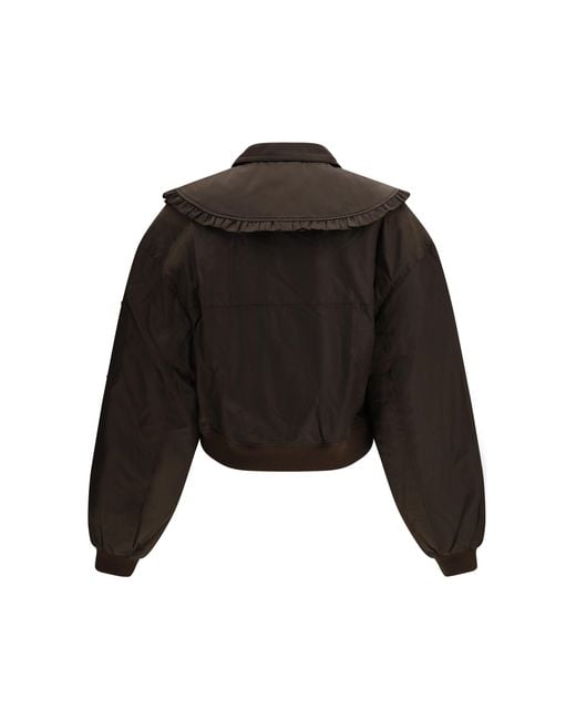 Ganni Black Duchesse Nylon Bomber Jacket
