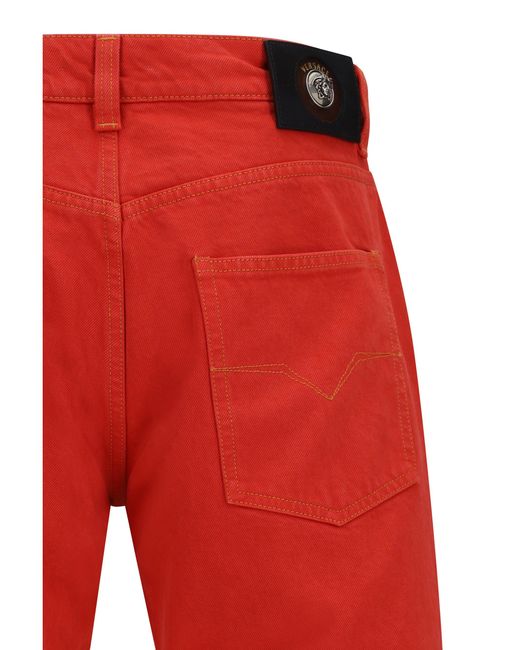 Versace Red Straight-Leg Cotton Denim Jeans for men