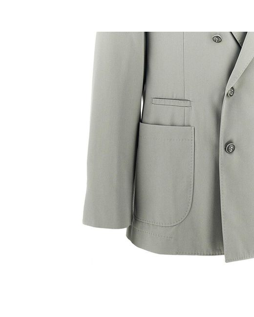 Brunello Cucinelli Gray Silk-Twill Double-Breasted Jacket for men