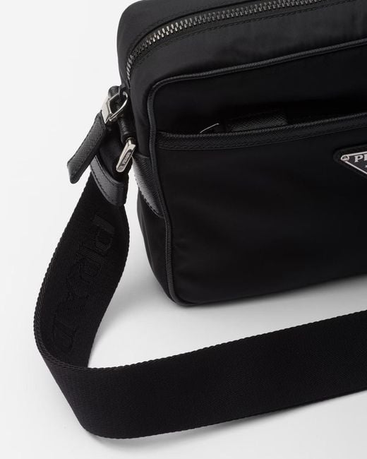 Prada Black Re-Nylon Saffiano Leather Shoulder Bag for men