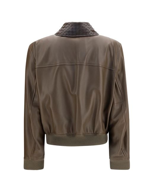 Bottega Veneta Brown Glossy Leather Jacket