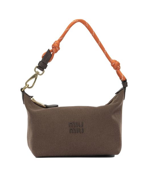 Miu Miu Brown Small Logo Shoulder Bag