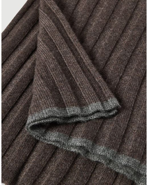 Brunello Cucinelli Brown Ribbed Cashmere Scarf for men