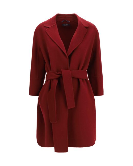 Max Mara Red 'S Maxmara Arona Virgin Wool Coat
