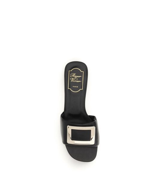 Roger Vivier White Leather Slide Sandals