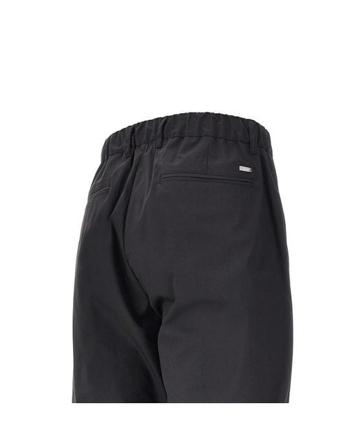 Herno Black Technical Poplin Pants With Drawstring for men