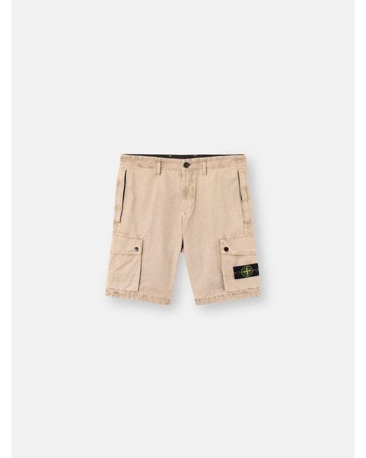 Stone Island Natural Cotton Cargo Shorts Pants for men