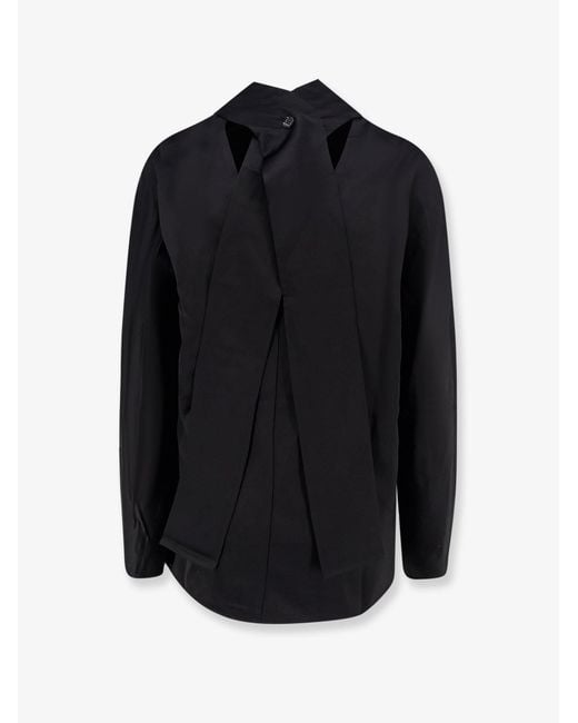 Totême Black Cowl Neck Viscose And Linen Shirt