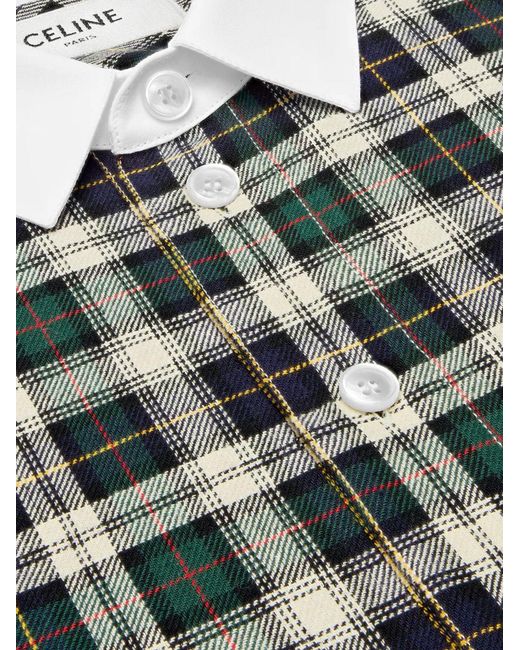 Céline Green Tartna Cotton Shirt