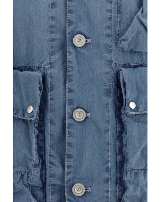 C P Company Blue 50 Fili Bleached Goggle Jacket for men