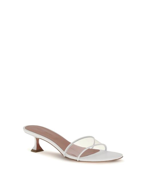 AMINA MUADDI White Mule Sandals Andreea Glass