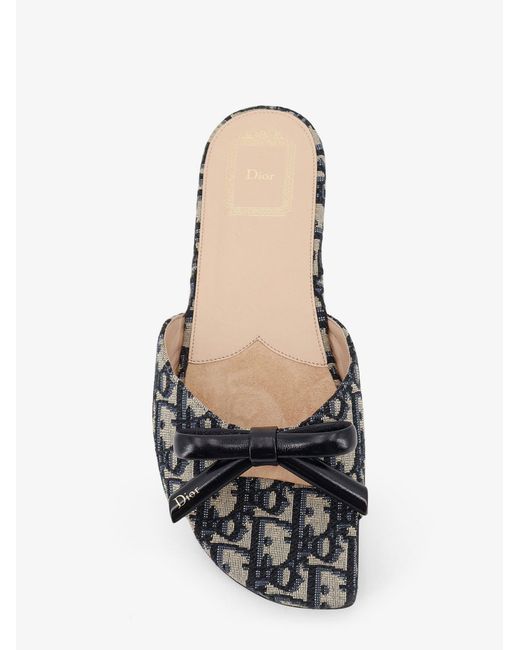 Dior Blue Bow Oblique Fabric Sandals