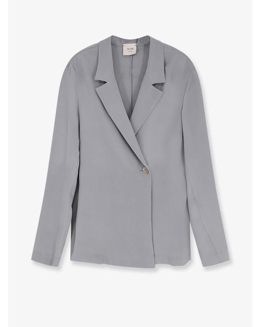 Alysi Gray Loose Silk Blazer