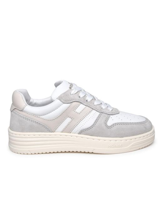 Hogan White Two-Color Leather Sneakers