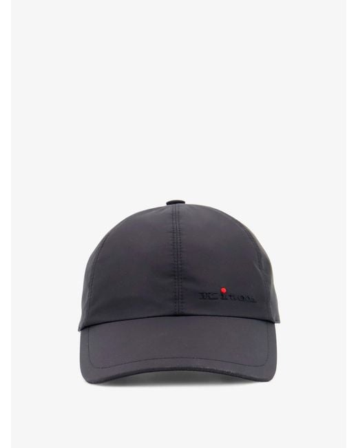 Kiton Blue Nylon Hat With Embroidered Logo On The Front for men