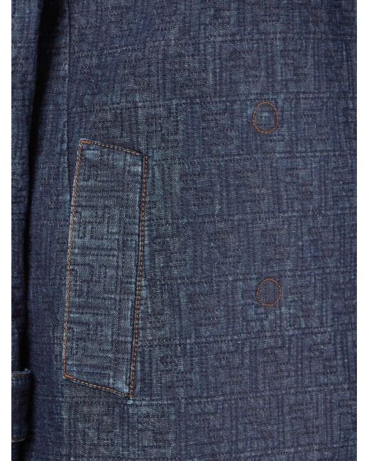 Fendi Blue Ff Padded Denim Caban