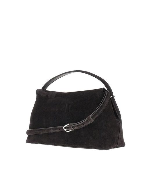 Totême Black T-Lock Suede Leather Bag