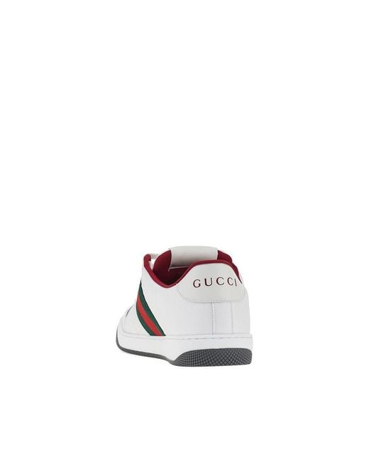 Gucci White 'Screener' Sneakers With Web Ribbon Detail for men