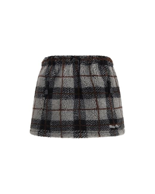 Miu Miu Black Check Mini Skirt