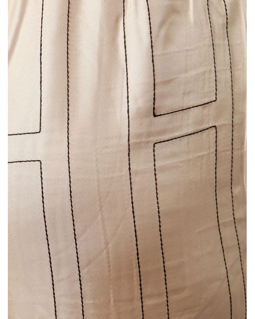 Totême Natural Silk Trousers With Monogram Logo Embroidery