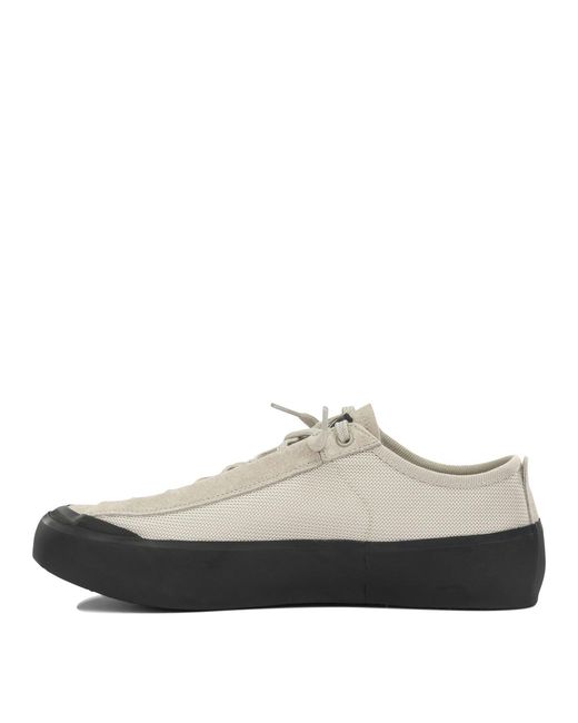 Stone Island White Mixed Leather And Fabric Sneakers for men