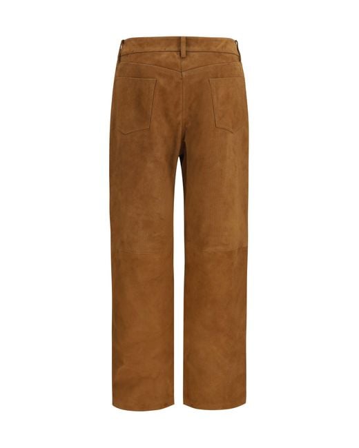 Magda Butrym Brown Corduroy-Effect Leather Pants