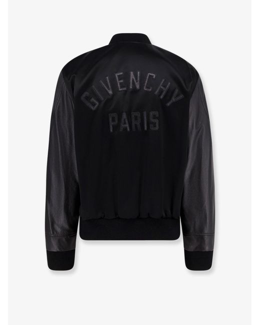 Givenchy Blue Cotton And Nylon Jacket With Leather Sleeves for men