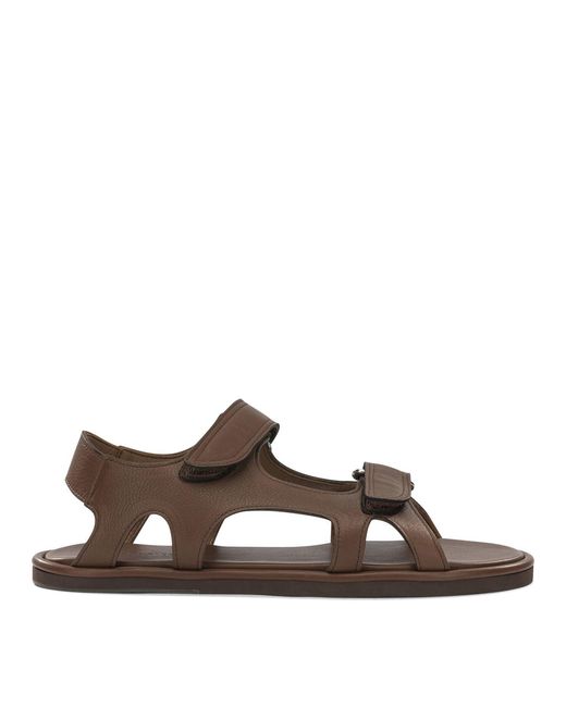 Auralee Brown Low Leather Sandals