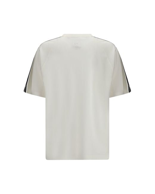 Y-3 Gray Short Sleeve 3-Stripes T-Shirt Cwhite for men