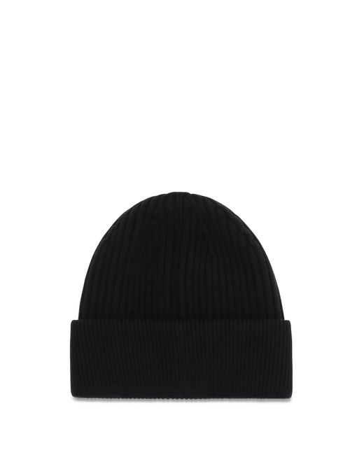 Dolce & Gabbana Black Dolce & Gabbana Logo English Rib Knit Beanie for men