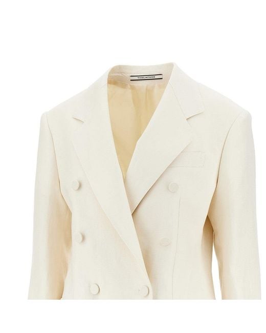 Tagliatore White Double-Breasted Linen Twill Jacket