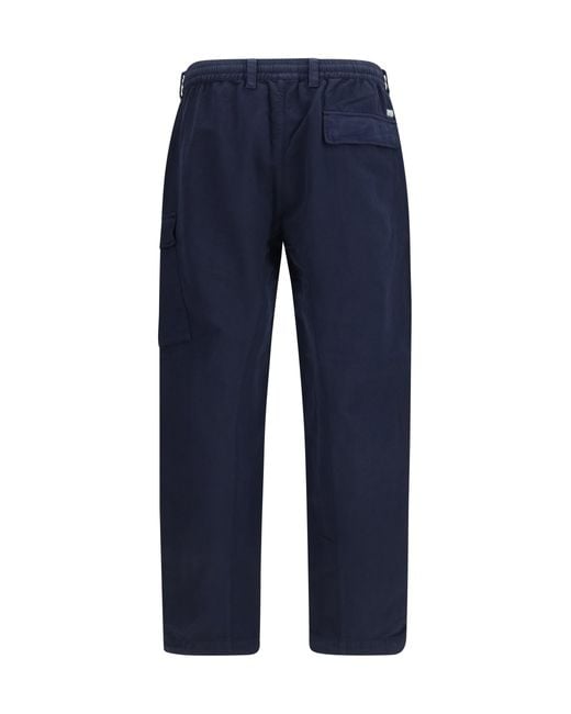 C P Company Blue Cotton Rip-Stop Boxy Lens Cargo Pants for men