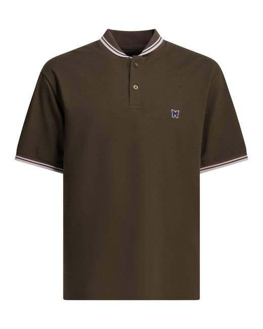 Needles Green Shawl Collar Cotton Polo Shirt for men