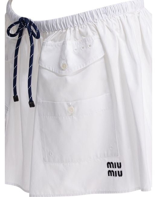 Miu Miu White Poplin Mini Skirt