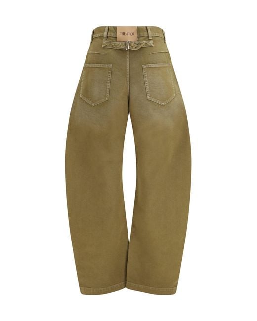 The Attico Green Wide-Leg Jeans With Back Belt
