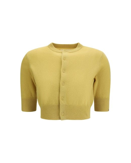 Extreme Cashmere Yellow Cropped Cardigan N°474 Super Little